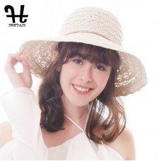 Elegant Beach Sun  Hat Foldable Wide Brim Cotton Sun Hat  Ladies&apos; Casual Sun Hat  eb-99232306